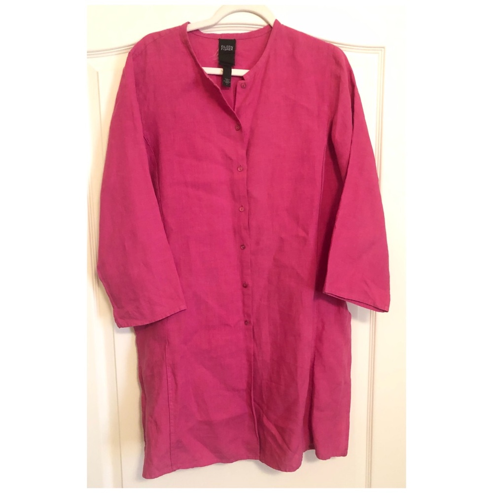 Eileen Fisher Linen Duster Button Tunic Lagenlook